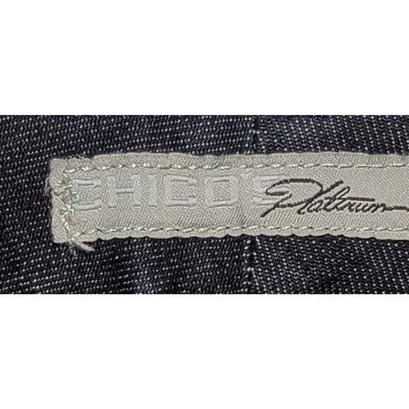 Chico's Platinum Dark Blue Zip Ankle Denim Jeans 1 Medium New Without Tags - Picture 4 of 7